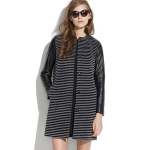 Madewell Wool + Leather Sleeves Topper Coat XS